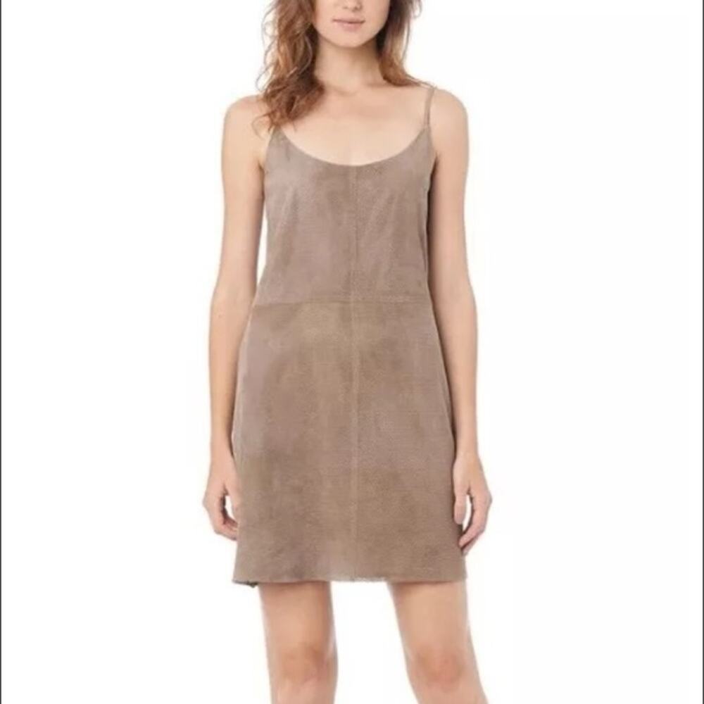 Sam Edelman Tribal Spirit Khaki Brown Vegan Faux Suede Mini Slip Dress
